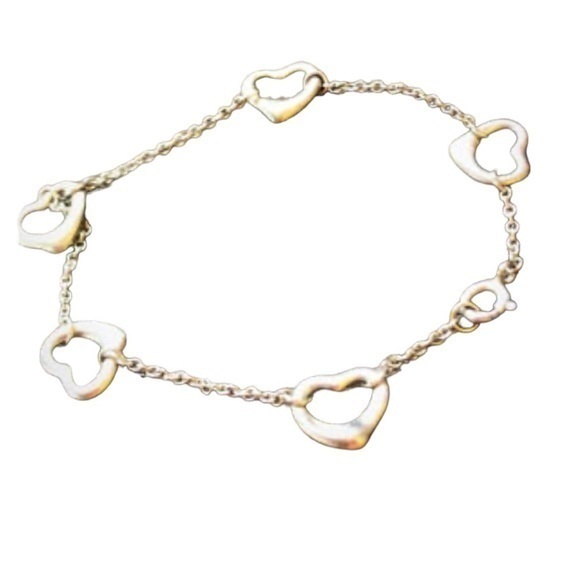 Tiffany & Co. 5 Open Heart Bracelet Elsa Peretti Spain Sterling  7 1/4" - Picture 1 of 16